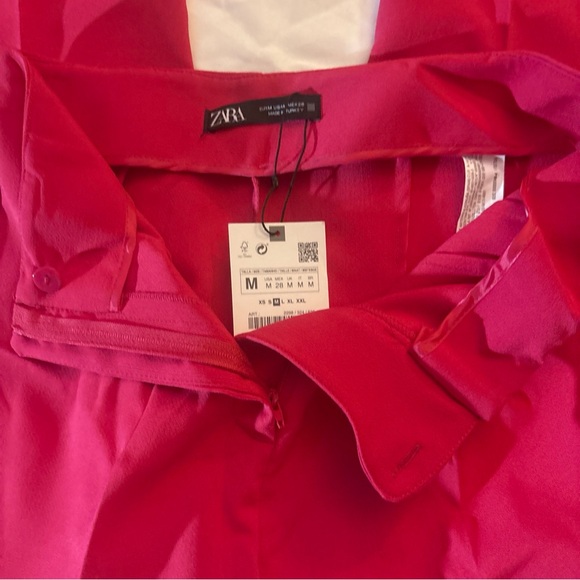 Zara Woman trousers Pants Straight Leg sizeM High waist Pink Fuchsia 7990/483 - Picture 5 of 12